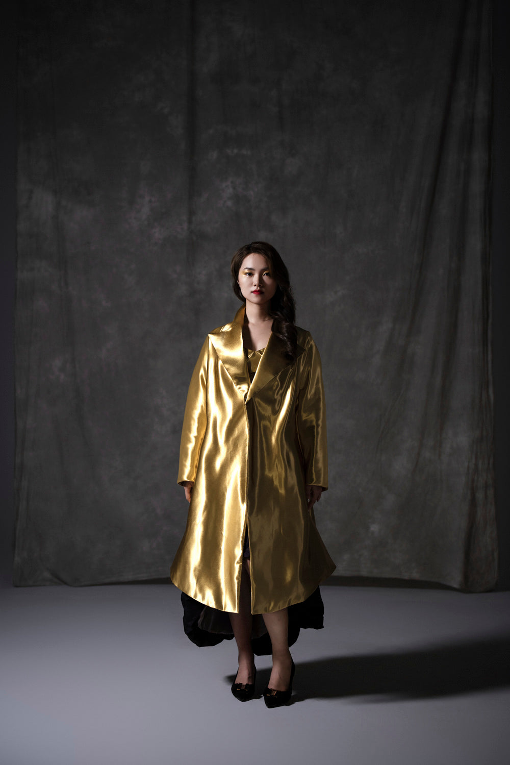 Womens Golden Liquid Coat