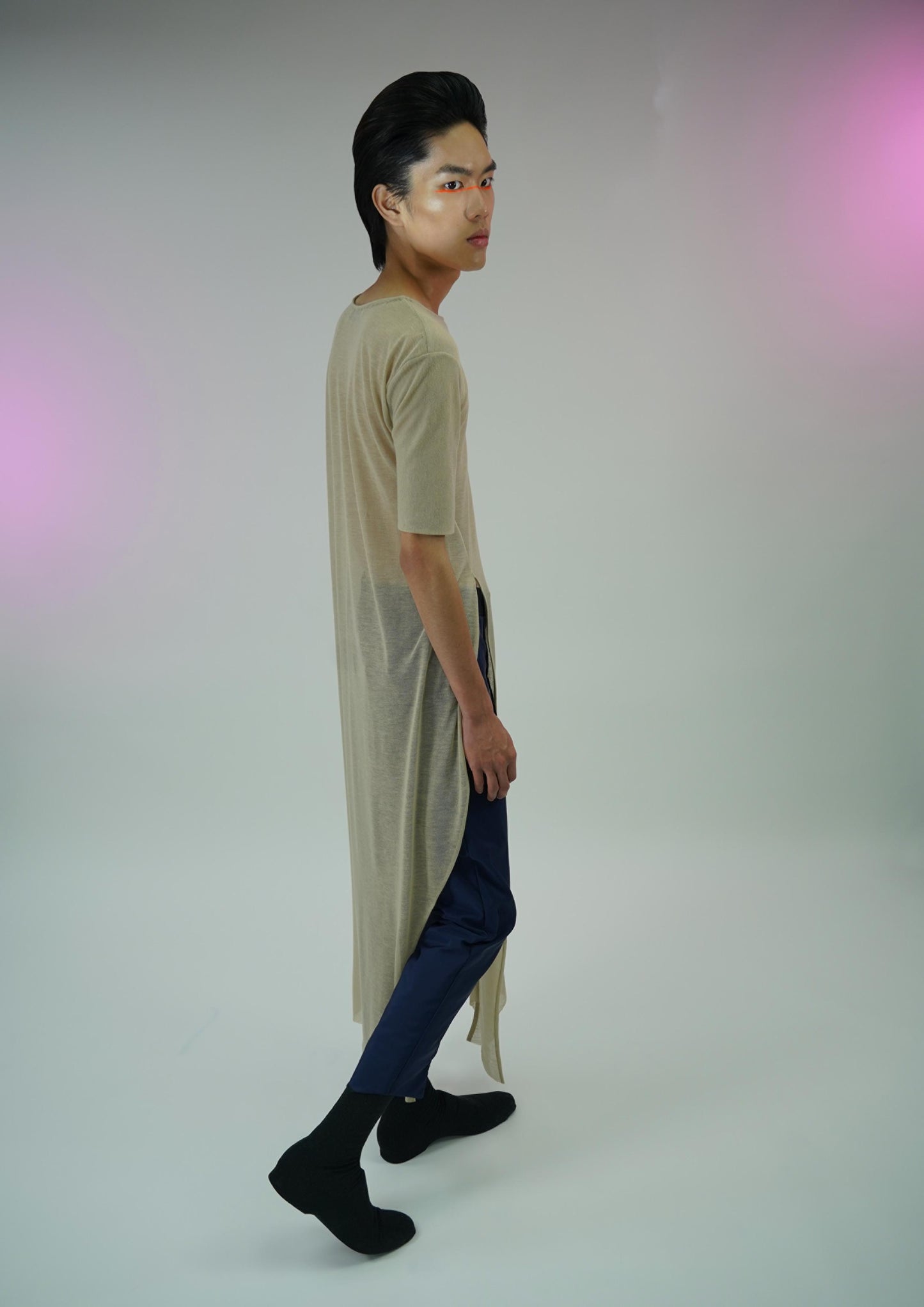 Long Sculptured Sheer T-Shirt