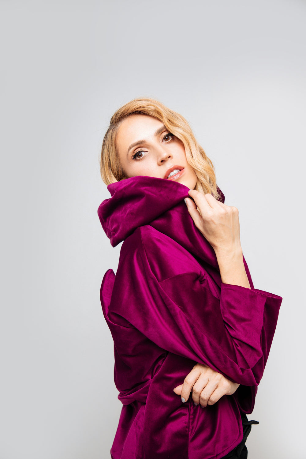 Romantic Penguin Smoking Jacket Velvet Megenta Navy Blue