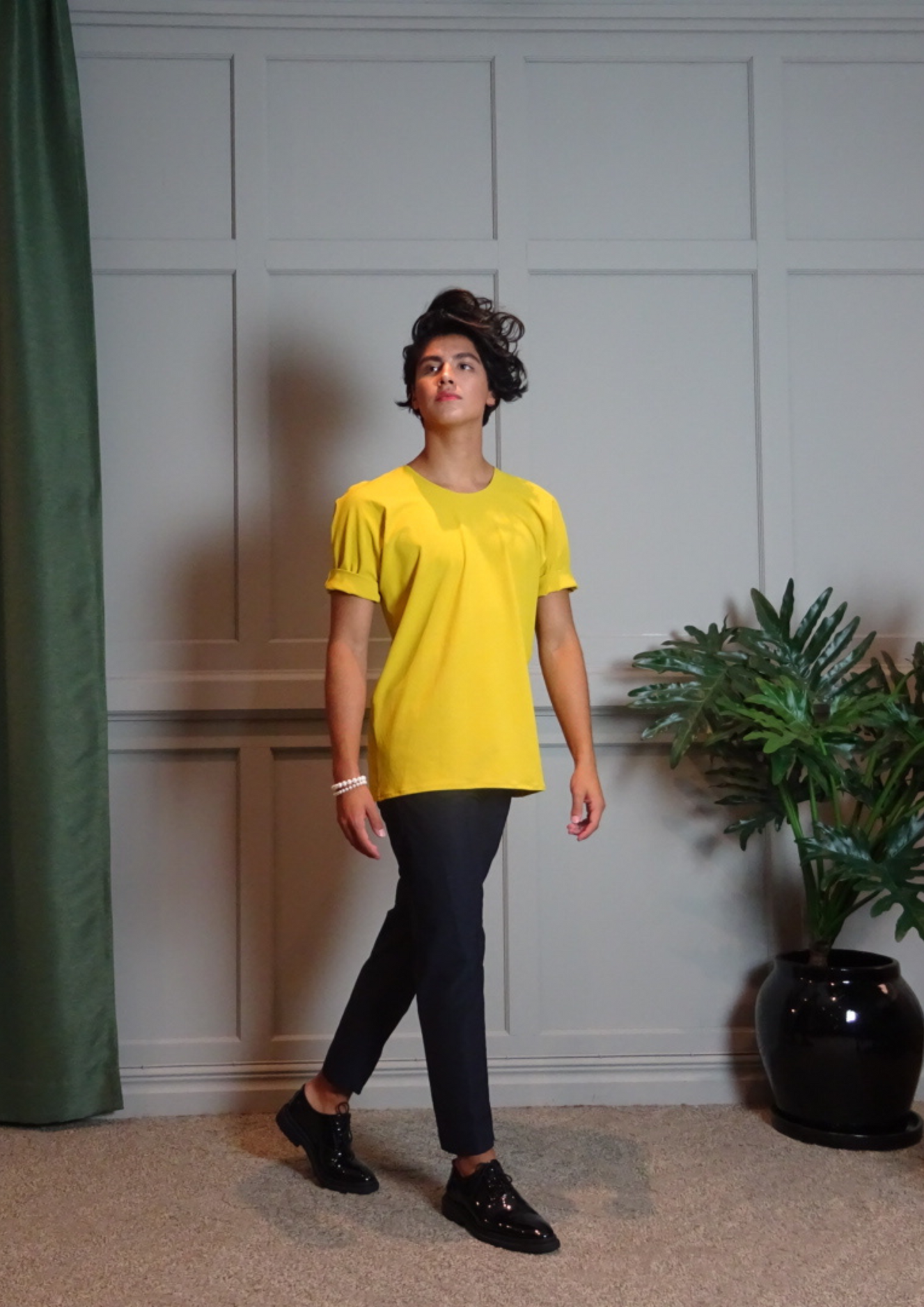 Kimono T-Shirt Mustard Cream