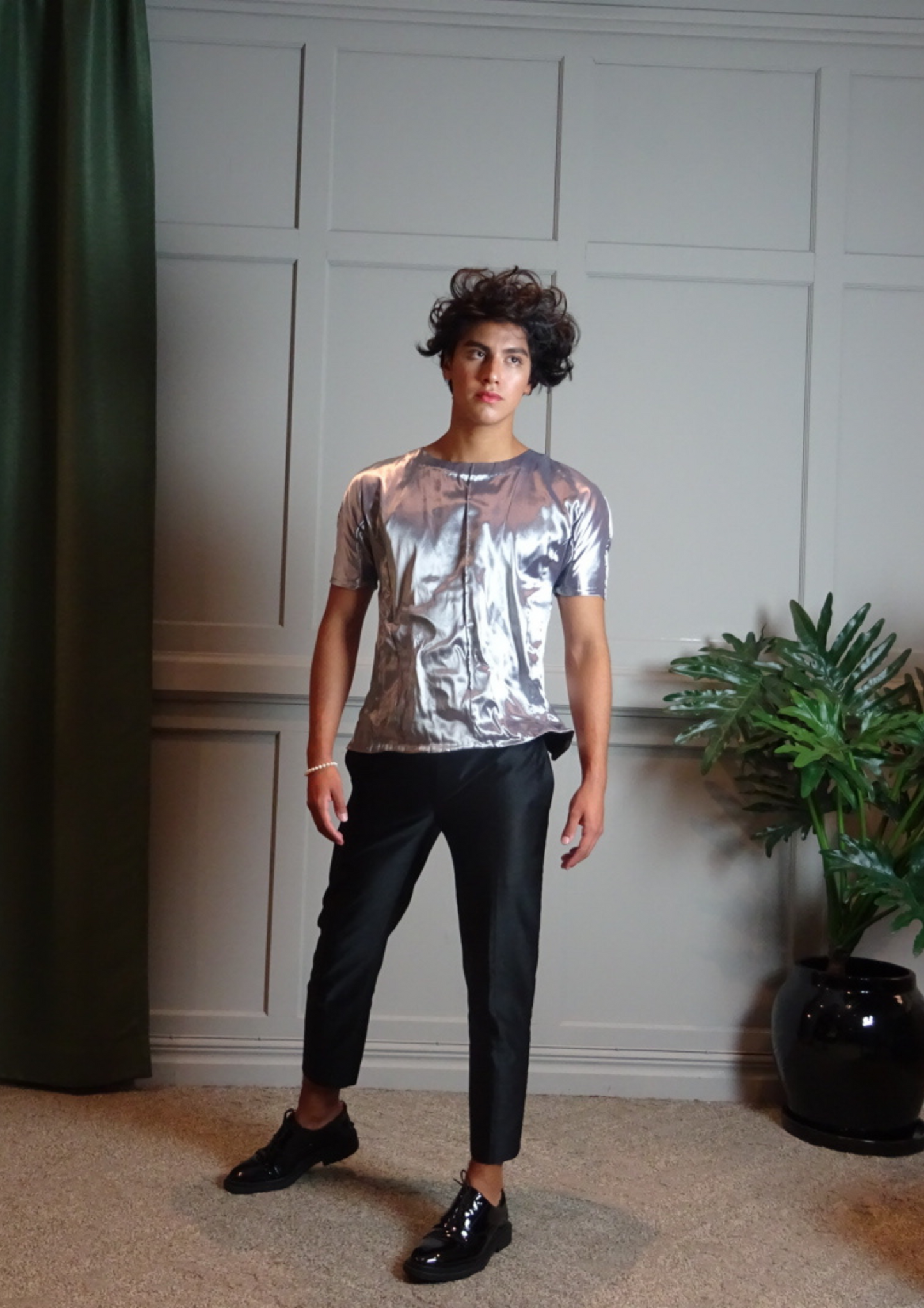 Silver Liquid T-Shirt Double Satin Silk