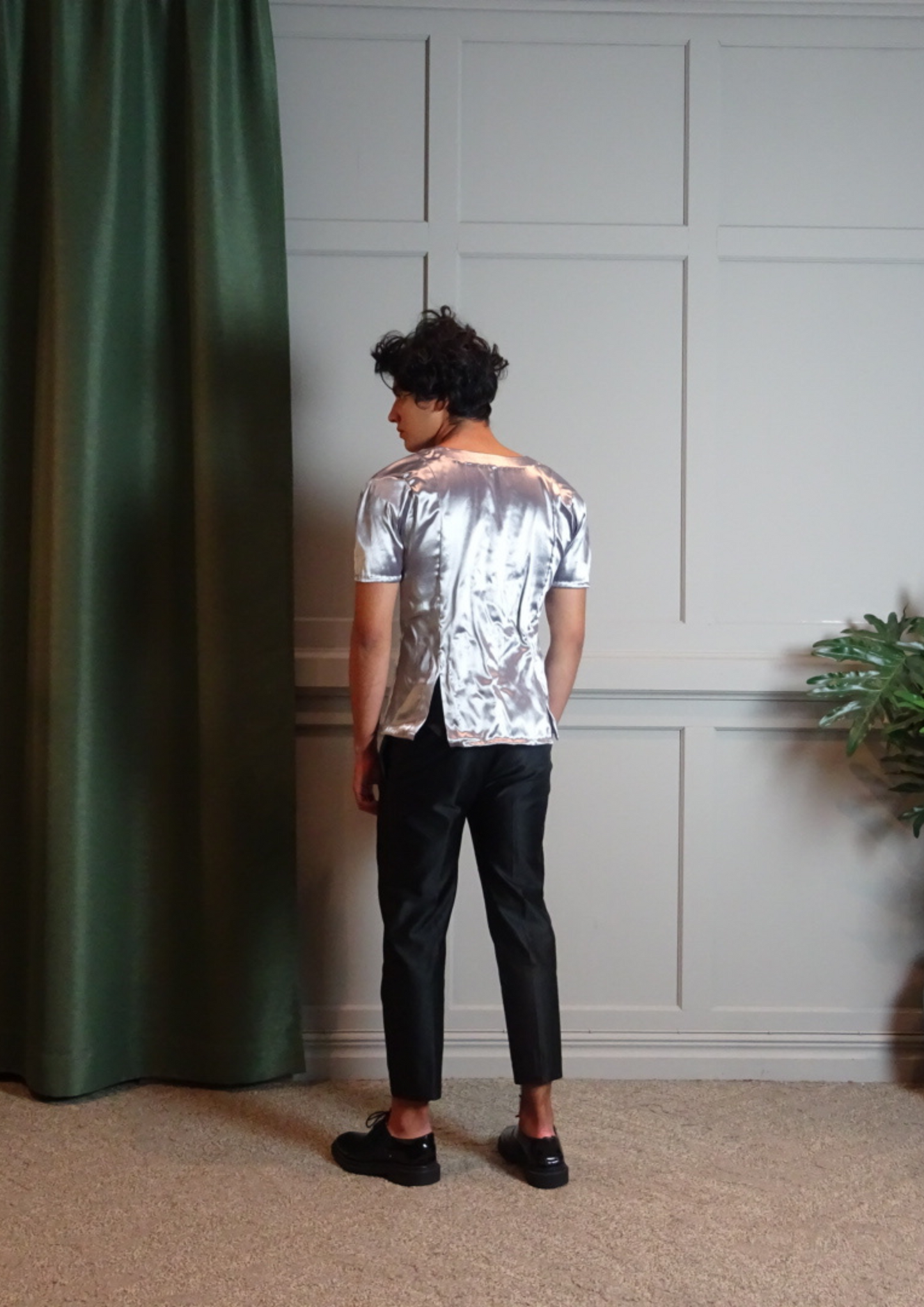 Silver Liquid T-Shirt Double Satin Silk