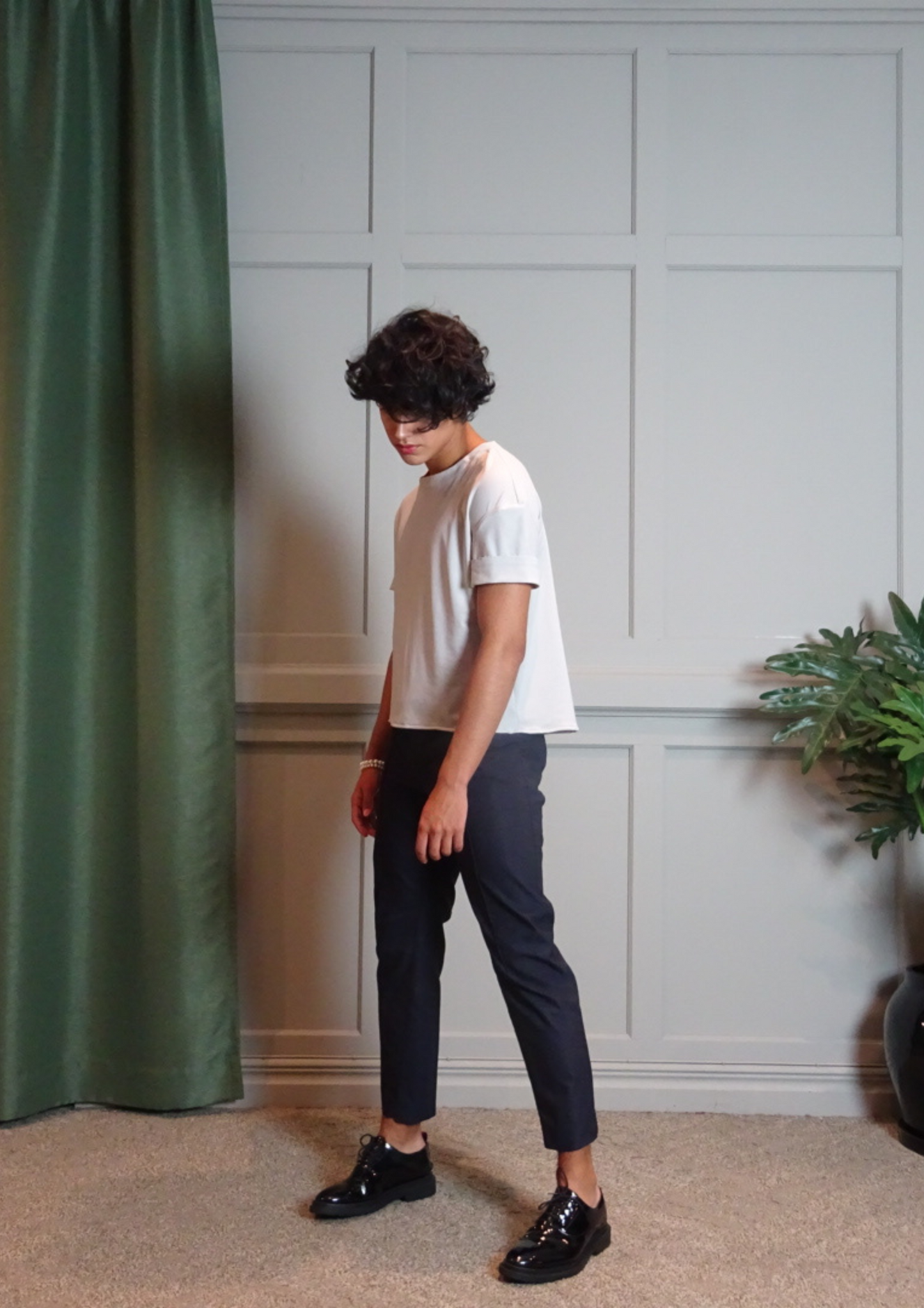 Telemachus T-Shirt Stretch Jersey Pale Grey Light Blue Black