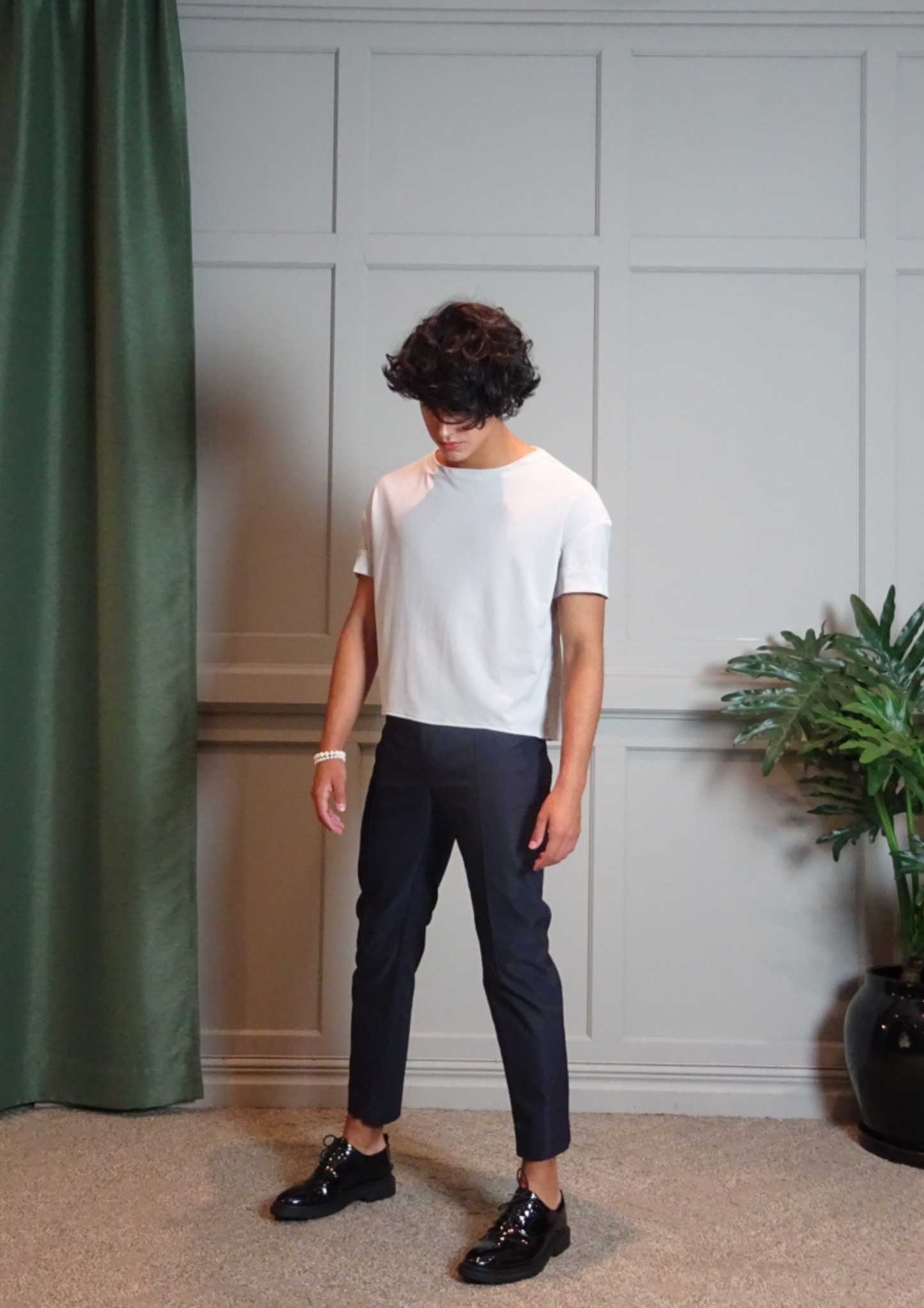 Telemachus T-Shirt Stretch Jersey Pale Grey Light Blue Black