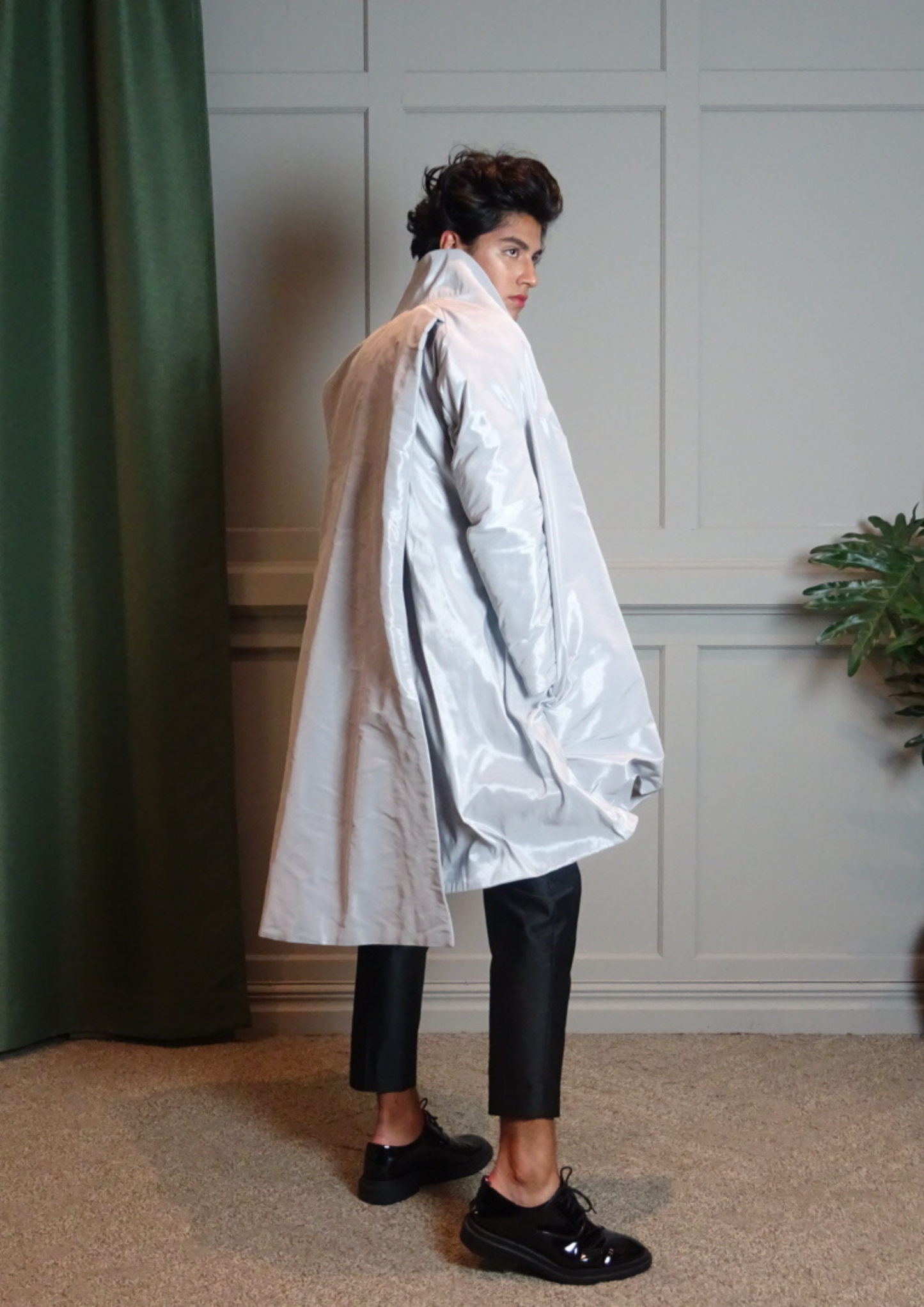 The V Shaped Cape Coat Structured Taffeta
