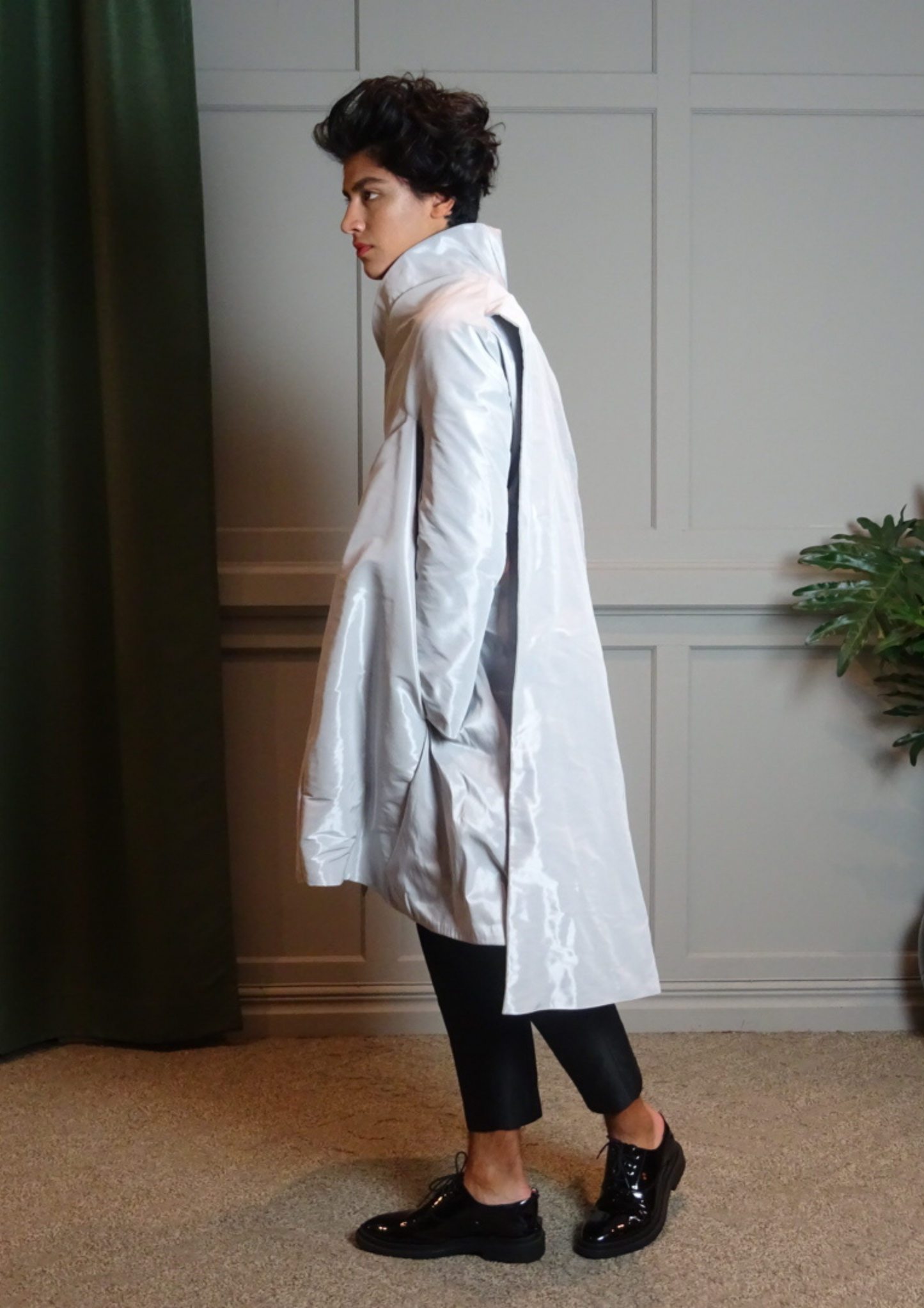 The V Shaped Cape Coat Structured Taffeta