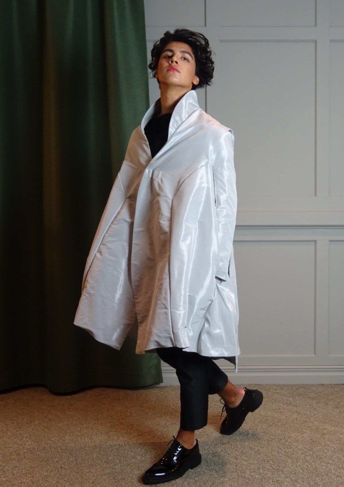 The V Shaped Cape Coat Structured Taffeta