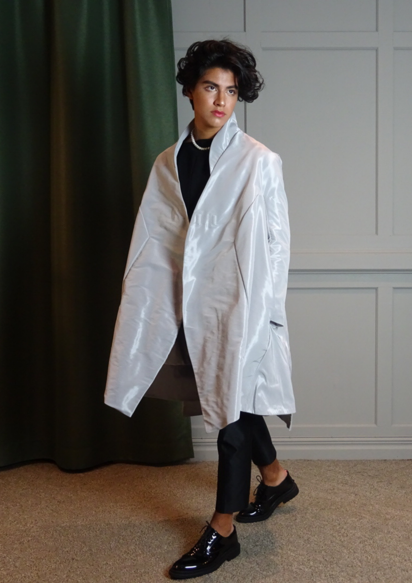 The V Shaped Cape Coat Structured Taffeta