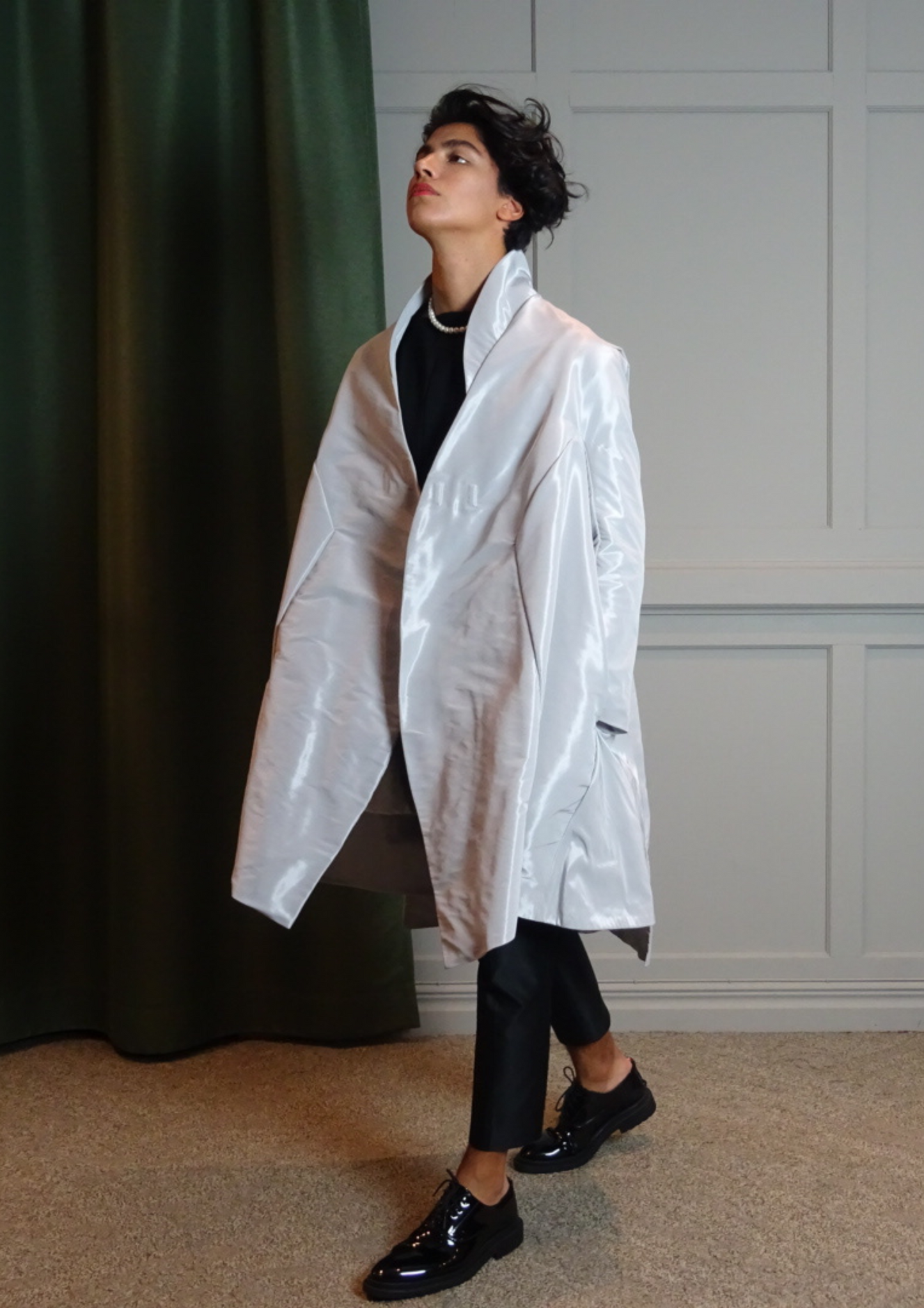 The V Shaped Cape Coat Structured Taffeta