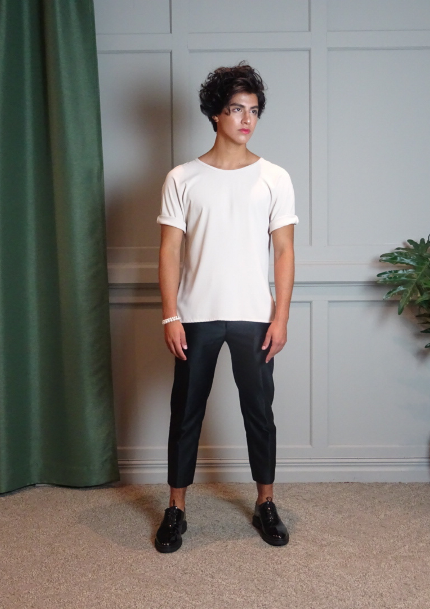 Half Kimono T-Shirt Silk Cream Black Midnight Blue Aubergine