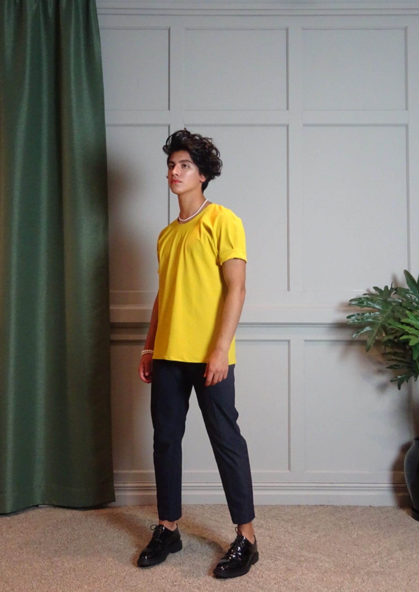 Kimono T-Shirt Mustard Cream