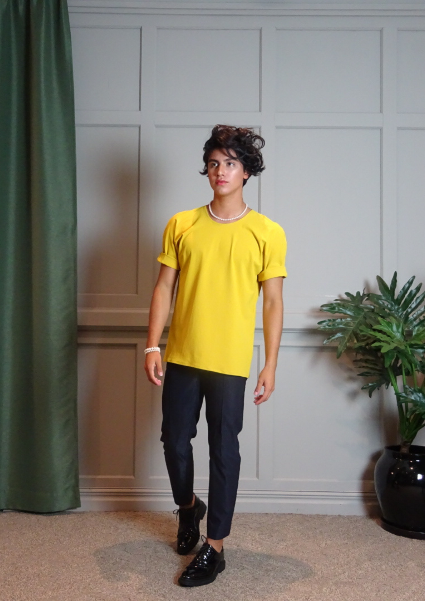Kimono T-Shirt Mustard Cream