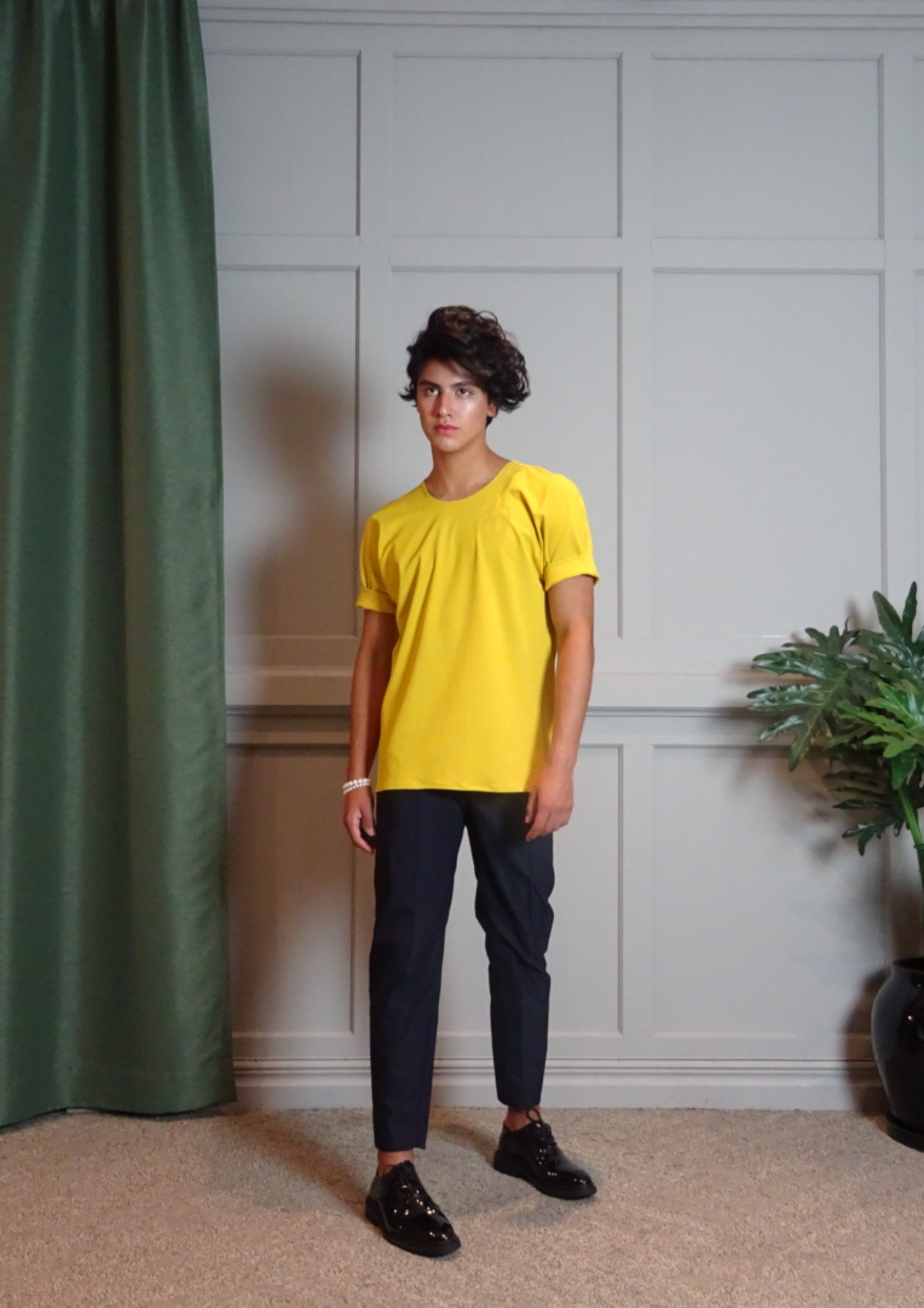 Kimono T-Shirt Mustard Cream