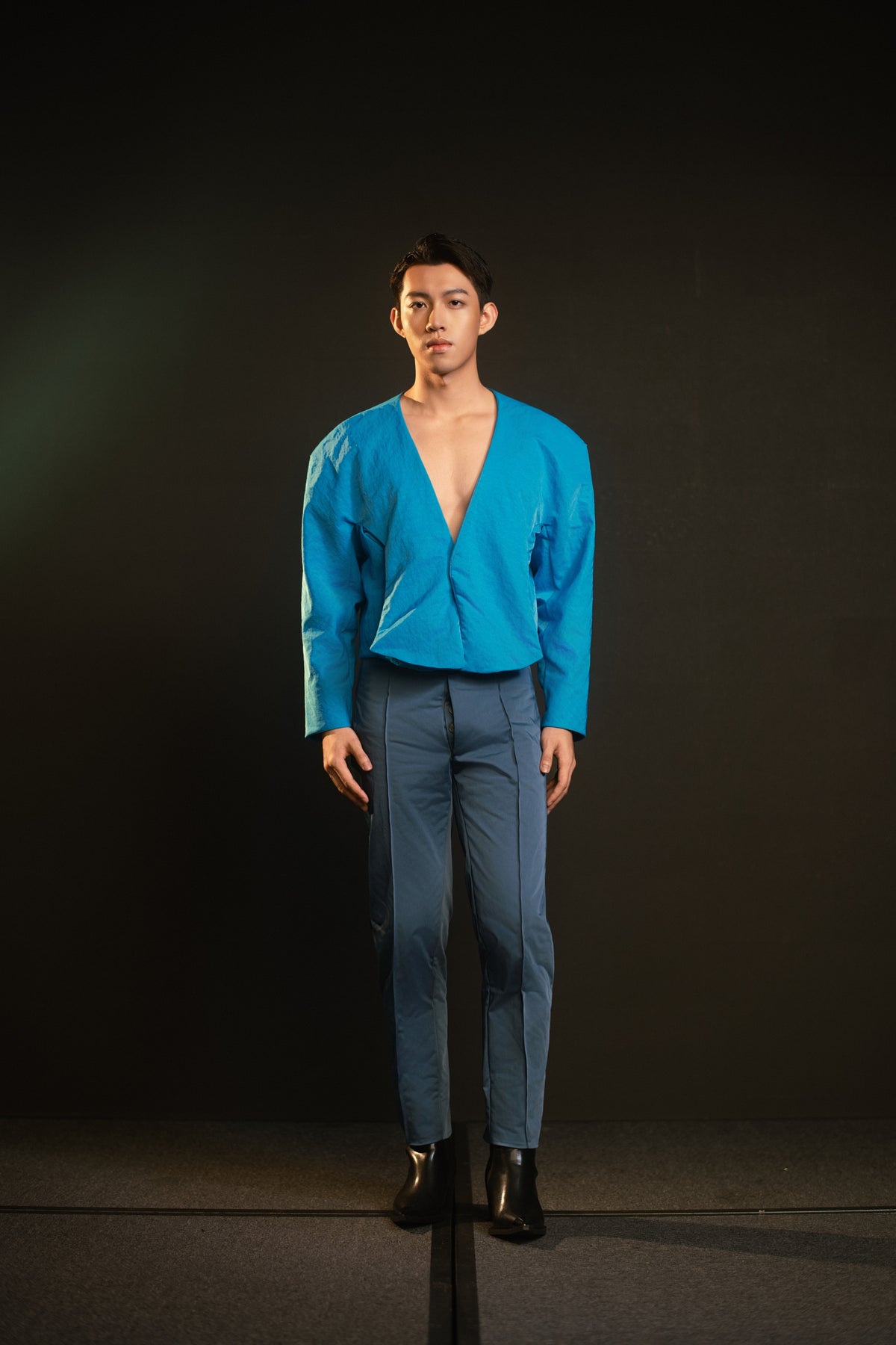 Coteau Blue Collarless Jacket