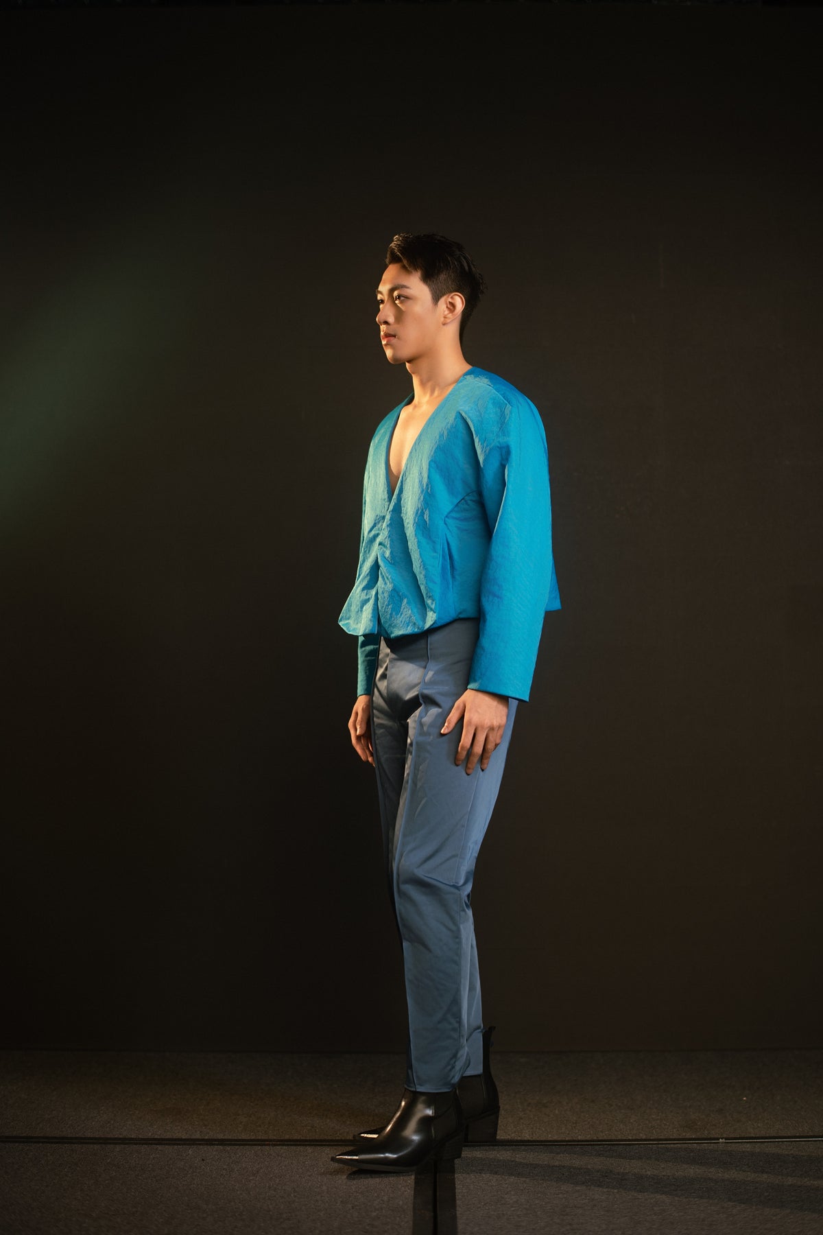 Coteau Blue Collarless Jacket