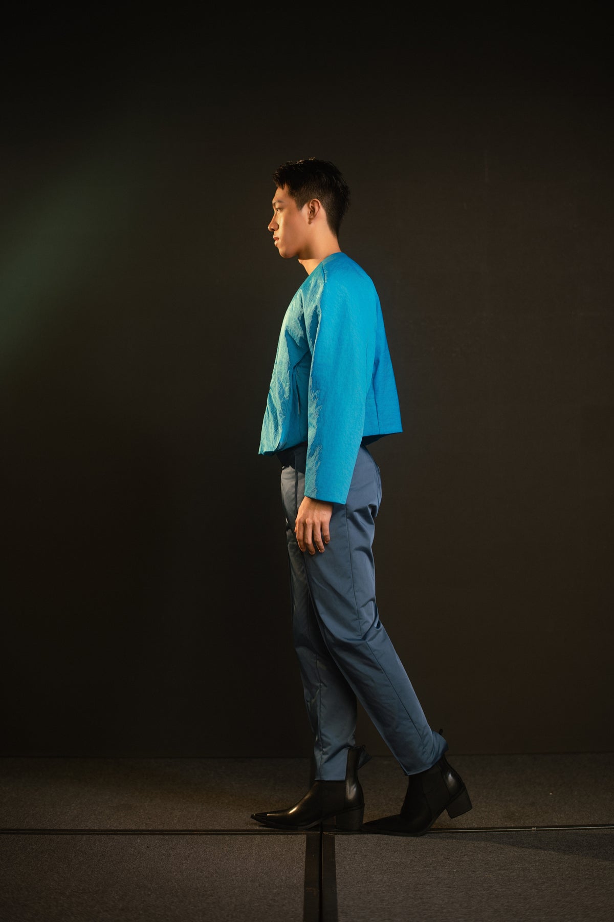 Coteau Blue Collarless Jacket