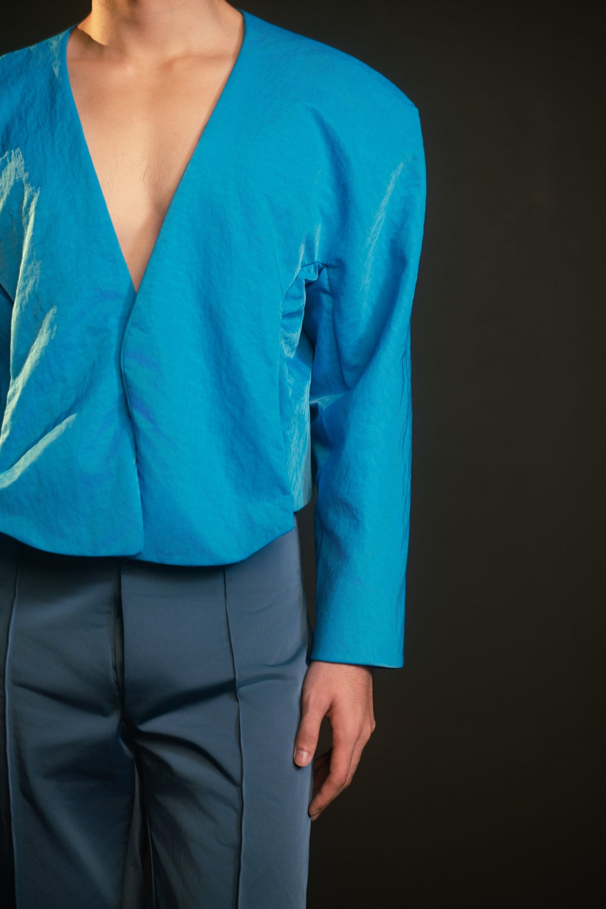 Coteau Blue Collarless Jacket