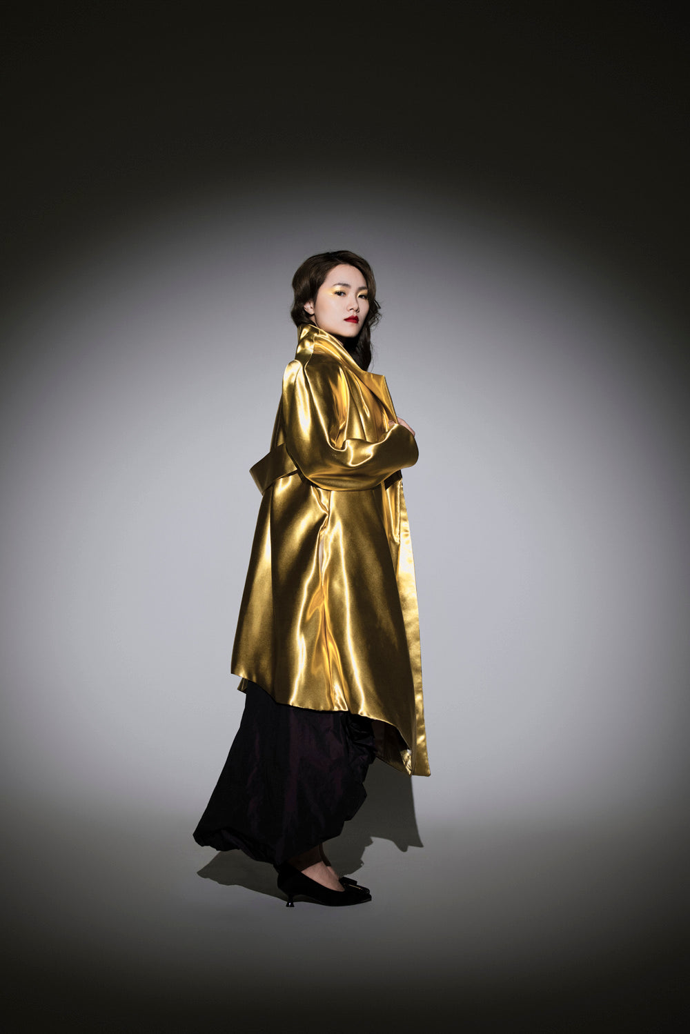 Womens Golden Liquid Coat