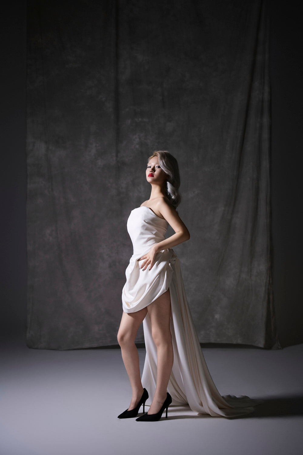 Statuesque Dress With Draped Back